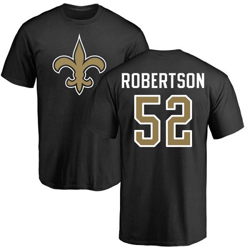 Men New Orleans Saints Black Craig Robertson Name and Number Logo NFL Football #52 T Shirt->new orleans saints->NFL Jersey